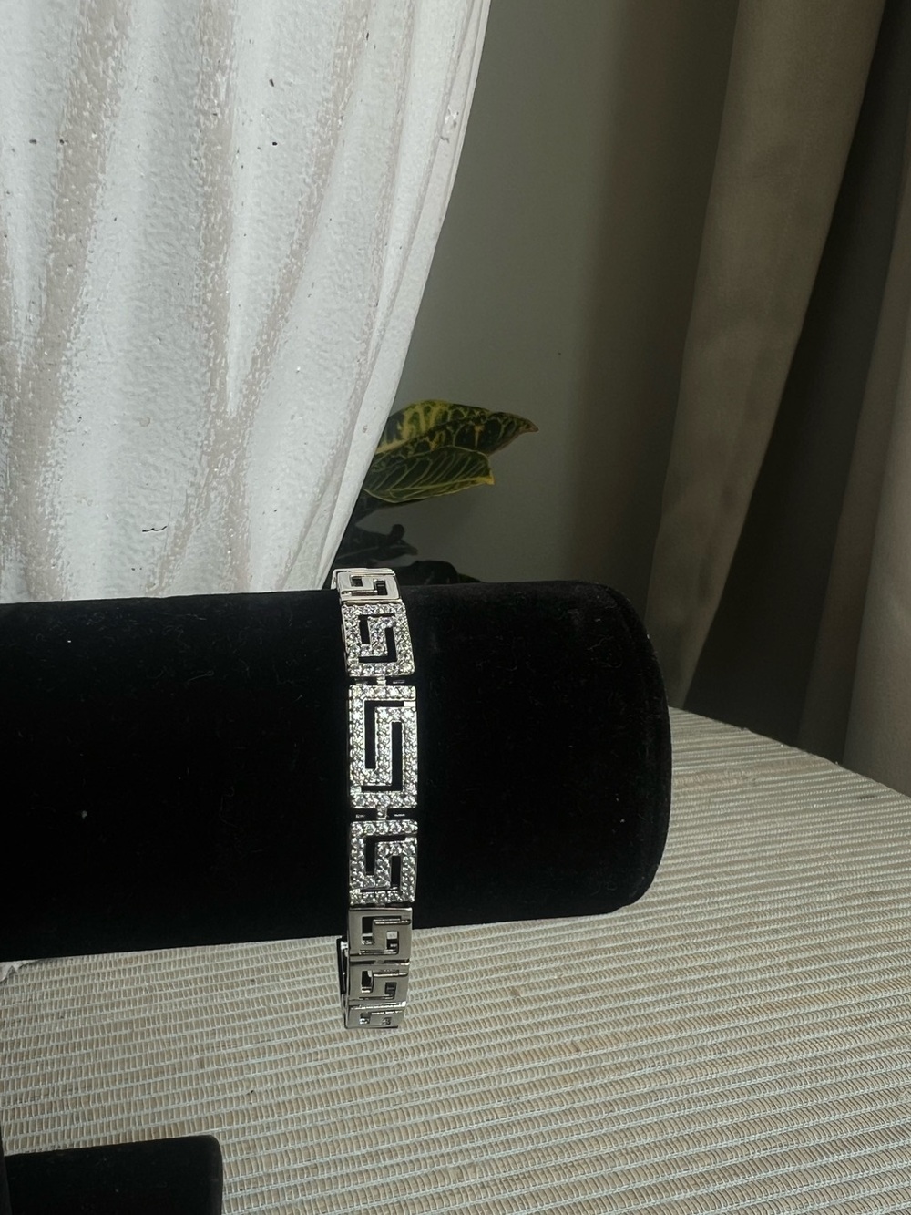 Silver Greek Key pavé Bracelet